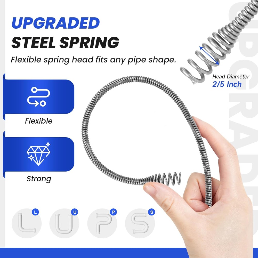 25FT Drain Snake with Drill Ad - Drain Snake Flexible ulasan dan harga
